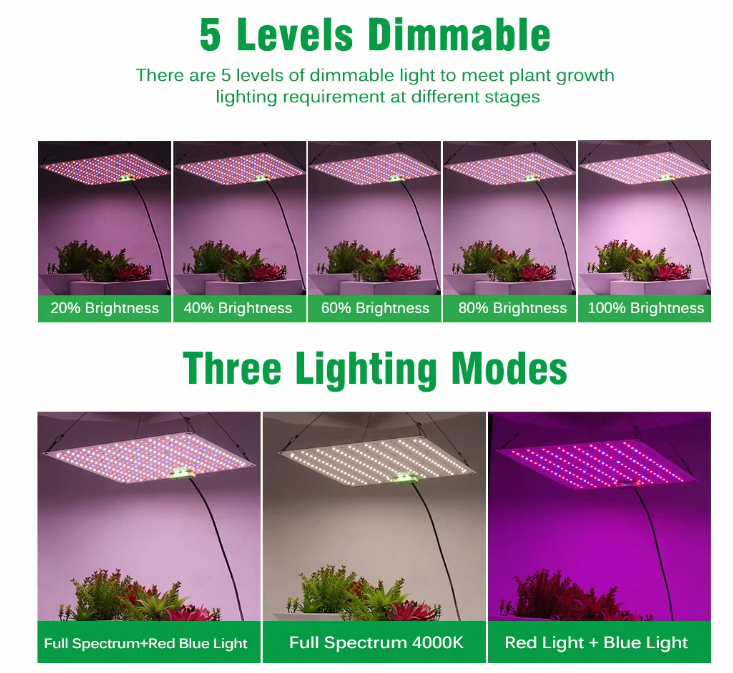 Samsung LM281B LED Grow Light 5 Levels Dimmable 4000K Full Spectrum Indoor plant