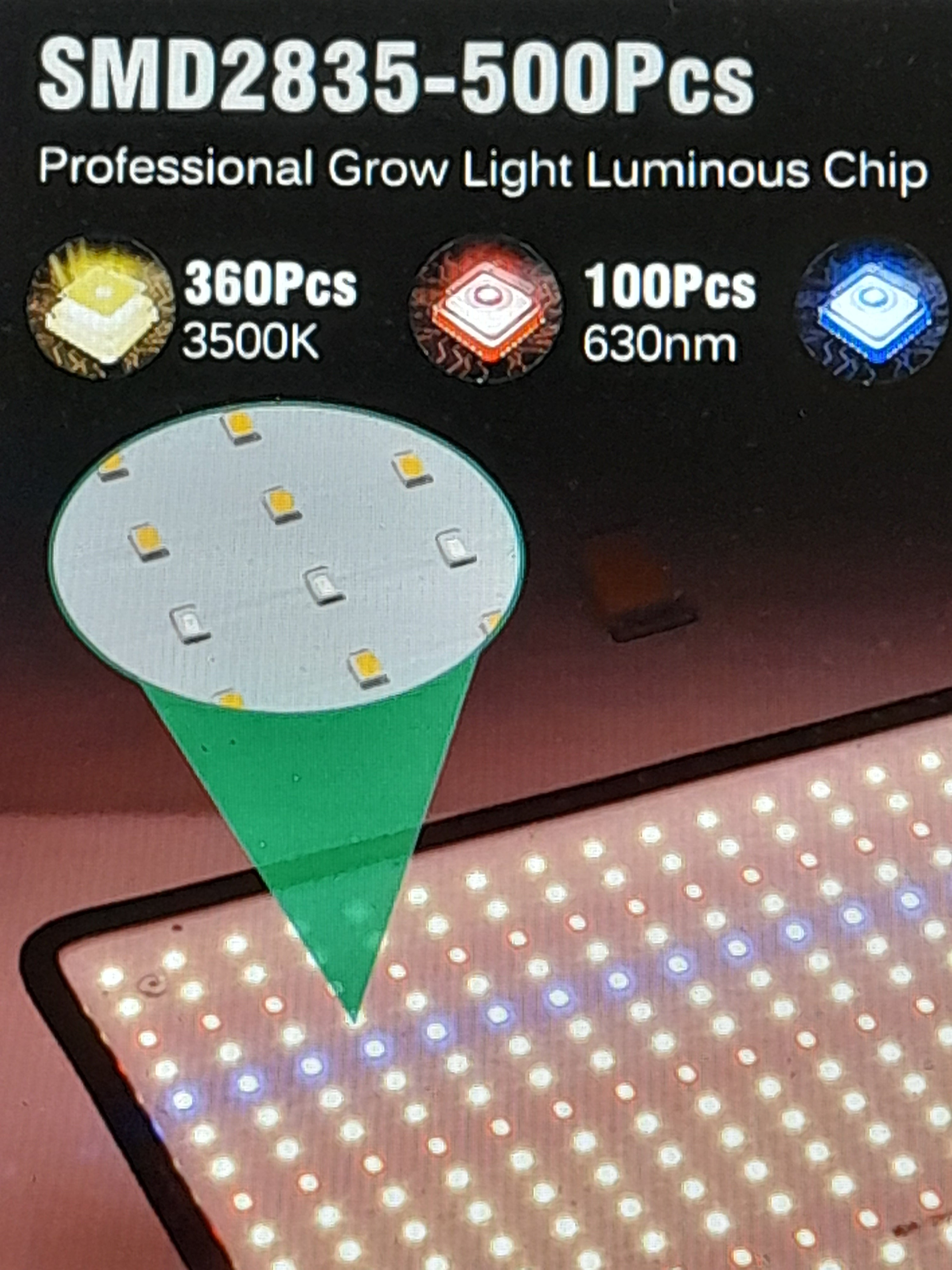 LED Grow Light Full Spectrum 1200W (3-Pack) - 40W Actual Power for Indoor Plants