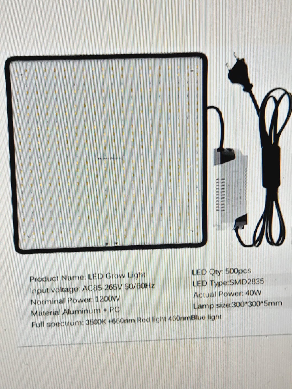 LED Grow Light Full Spectrum 1200W (3-Pack) - 40W Actual Power for Indoor Plants