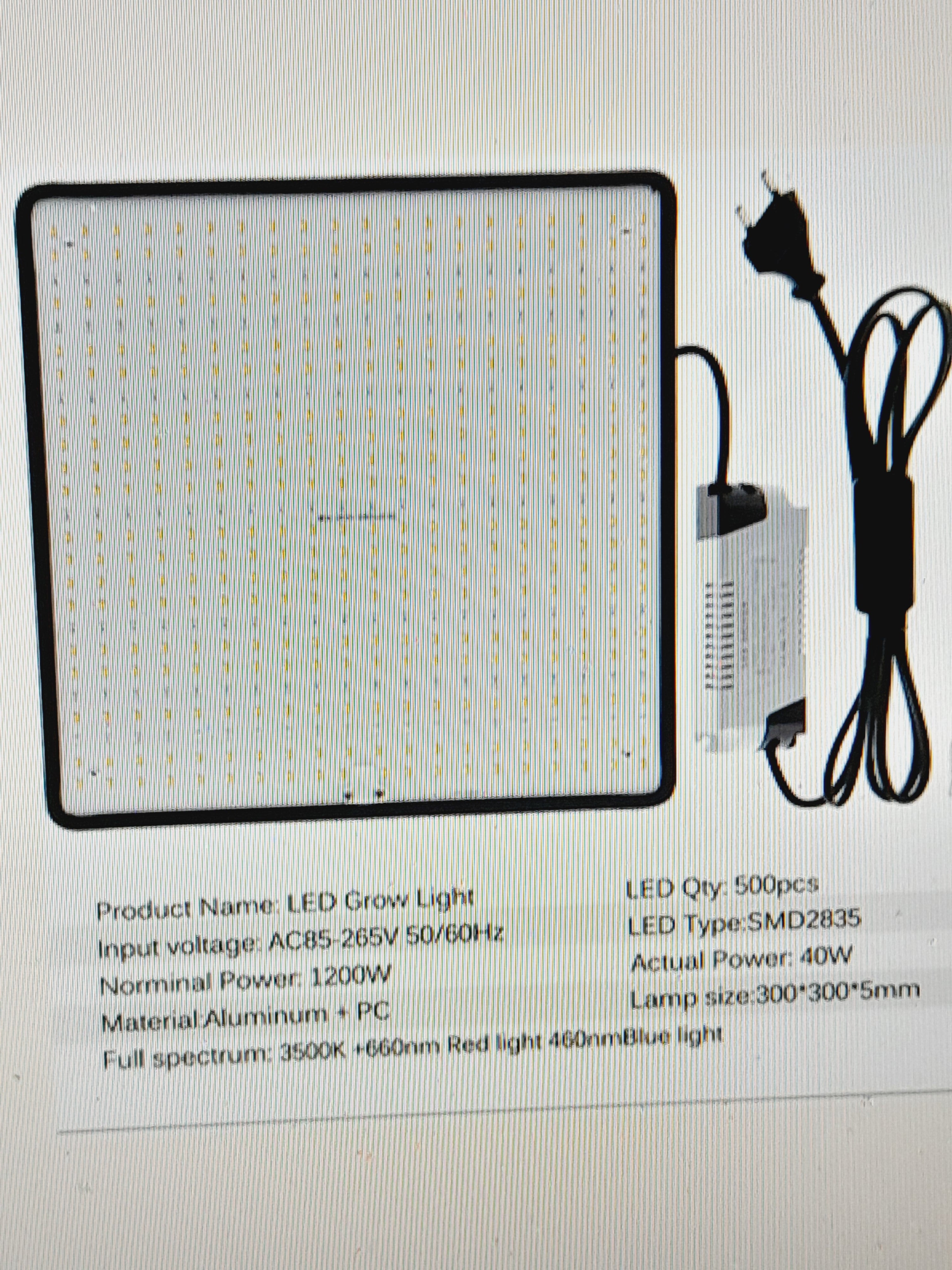 LED Grow Light Full Spectrum 1200W (3-Pack) - 40W Actual Power for Indoor Plants