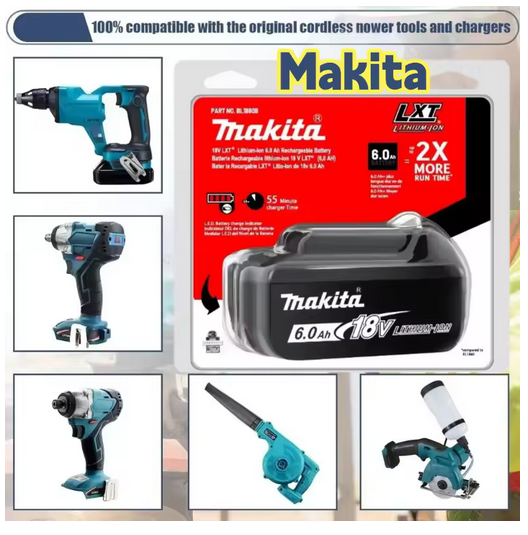 Makita BL1860 18V 6.0Ah Li-Ion LXT Battery - Genuine Replacement Battery