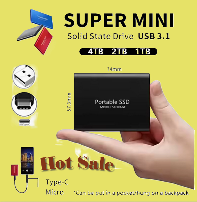 External SSD Hard Drive - USB 3.1 High-Speed Storage for PC, Laptop & Phone