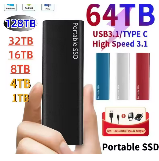 Portable SSD SHL-R320 4TB Solid State Drive, USB 3.1 Type C, M.2